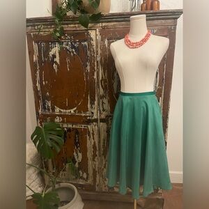 Boden Emerald Green 100% Silk A-Line Swing Skirt